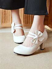 ieftine anii 1950-pantofi de damă cu bowknot roz cu toc mijlociu - pantofi de rochie drăguți în stil mary jane pentru petreceri, cosplay și ținute de inspirație vintage
