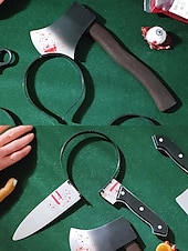 levne Doplňky pro ženy-halloweenská čelenka s krvavým sekáčkem – děsivý doplněk hlavy nože pro halloweenské kostýmní party, cosplay a žerty