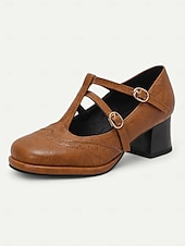 ieftine anii 1950-tocuri vintage roșii Mary Jane de damă – curea cu cataramă dublă, toc bloc retro, perfecte pentru ocazii formale și casual