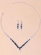 economico Collana da donna-set di collana e orecchini di cristallo blu di lusso da donna - eleganti gioielli da sposa per matrimoni e occasioni formali
