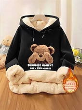 baratos Moletons e moletons-moletom feminino com capuz, moletom com capuz, animal, letra, rua, diário, bolso, estampa, casual, confortável, moletom com capuz, manga comprida, microelástico, outono, inverno, outono&amp;amp;tecido