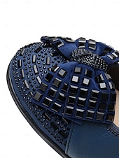 cheap Women&#039;s Flats-Women&#039;s Leather Wedge Flats with Decorative Bow and Embellished Toe – Comfortable Casual Slip-On Shoes for Everyday Wear