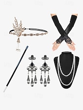 abordables Collier pour femme-ensemble d&#039;accessoires de costume de garçonne vintage - bandeau Gatsby des années 1920, longs gants, boucles d&#039;oreilles, collier de perles et porte-cigarette pour soirées à thème et cosplay