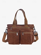 tanie Torby i torebki-torba typu tote vintage z kordu z wieloma kieszeniami na suwak - swobodna torebka damska