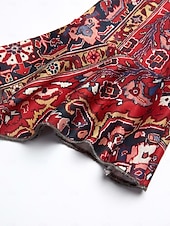 ieftine tricou boho-Pentru femei Tricou Cămașă Henley Floral Epocă Έθνικ Zilnic De Bază Lungime Manșon 3/4 În V Topuri obișnuite Concediu Sfârșit de săptămână Nasturi Imprimeu Roșu-aprins Mov Trifoi Kaki Gri Toamna iarna
