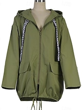 billiga Jackor-Dam Kappa Trenchcoat Gata Dagliga kläder Semester Höst Vinter Lång Täcka Lös passning Håller värmen Andningsfunktion Stylish Ledigt Gatustil Jacka Långärmad Ensfärgat Med fickor Svart Armégrön Grå