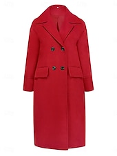 preiswerte Wintermäntel-Damen Wintermantel Mantel Umhang / Umhänge Windundurchlässig warm halten Tasche Brautkleider schlicht Streetstyle Glatt Urlaub Arbeit Strasse Freizeitskleidung Einreihiger Verschluss Umlegekragen