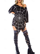 levne Dámské Kostýmy-Beetlejuice Lydia Deetzová pavoučí síť Pláštěnka Pončo Dospělé Dámské Sexy kostým Večírek Karneval Plesová maškaráda Jednoduchý karnevalový kostým