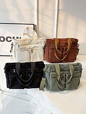 tanie Torby i torebki-torba typu tote vintage z kordu z wieloma kieszeniami na suwak - swobodna torebka damska