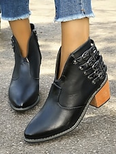 levne Cowboy &amp; Western Boots-dámské hnědé kotníkové boty s vícepřezkovým detailem, blokovým podpatkem a westernovým stylem - ideální pro běžné výlety a každodenní nošení