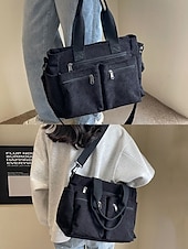 tanie Torby i torebki-torba typu tote vintage z kordu z wieloma kieszeniami na suwak - swobodna torebka damska