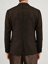 baratos Blazer e Jaqueta-Homens Blazer de Tweed Retro Vintage Padrão Diagonal Blazer Preto Marron Azul Escuro Tamanhos Grandes Dois botões de peito simples