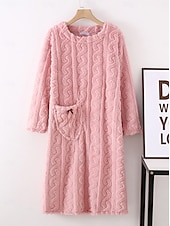 levne Dámské noční košile a košile na spaní-dámské pyžamo noční košile čistá barva jednoduché pohodlí comfrt home fleece crew krk jaro podzim home outfity