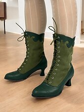 olcso 1930-as évek-női viktoriánus vintage zöld fűzős csizma csipkés szegéllyel és brogue részletekkel - elegáns magas sarkú cipő cosplay, steampunk és retro ruhákhoz