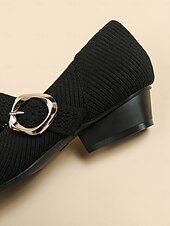 levne Block Heels-dámské pletené boty mary jane s páskem na přezku – pohodlné a elegantní lodičky na nízkém podpatku pro běžné nošení i do kanceláře