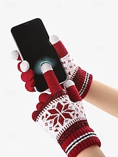 Недорогие Женские перчатки-зимние вязаные перчатки с рисунком «Рождественская снежинка» — теплые и уютные красные праздничные перчатки для женщин и мужчин — идеально подходят для холодной погоды и праздничных нарядов