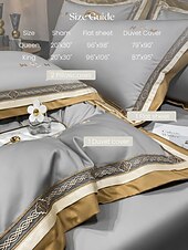 baratos Coleção de elite-Conjunto de cama com capa de edredom de 4 peças, 100% algodão orgânico, tecido macio e respirável, inclui capa de edredom e fronhas para um sono confortável