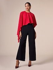 abordables Jumpsuits-Mono de cuello redondo con dobladillo irregular en contraste