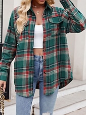 abordables Vestes chemise-Veste décontractée Femme Extérieur Plein Air Usage quotidien mode Décontractées Avec poches Imprimer Normal Manteau Rose Claire Rouge Orange Automne Hiver Boutonnage Simple Col rabattu Standard S M L