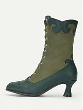 olcso 1930-as évek-női viktoriánus vintage zöld fűzős csizma csipkés szegéllyel és brogue részletekkel - elegáns magas sarkú cipő cosplay, steampunk és retro ruhákhoz