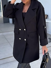 abordables Vestes-Manteau Trench Femme Plein Air Usage quotidien Vacances mode Décontractées Avec poches Longue Manteau Noir Blanche Vert Véronèse Automne Hiver Gilet Revers Ample S M L XL 2XL