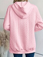 baratos Moletons e moletons-moletom feminino com capuz elegante moderno simples trabalho com capuz bolso solto manga comprida branco rosa primavera outono inverno
