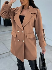 abordables Vestes-Manteau Trench Femme Plein Air Usage quotidien Vacances mode Décontractées Avec poches Longue Manteau Noir Blanche Vert Véronèse Automne Hiver Gilet Revers Ample S M L XL 2XL