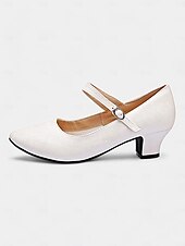 economico Scarpe per balli latini-scarpe da ballo vintage da donna modello mary jane verdi con motivo floreale jacquard e tacco a blocco, perfette per balli da sala, latino americani ed eventi formali