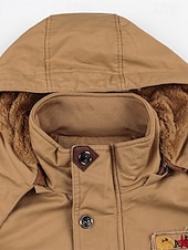 cheap Men&#039;s Jackets &amp; Coats-Men&#039;s Winter Jacket Fleece Jacket Casual Jacket Daily Vacation Thermal Warm Pocket Fleece Fall &amp; Winter Plain Fashion Streetwear Hooded Regular Black Green Khaki Jacket