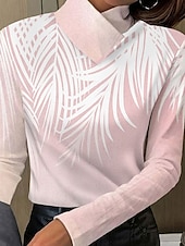 economico T-shirt floreale-Maglietta Tunica per Donne Floreale Elegante a Maniche Lunghe Maniche a Vescovo Asimmetrica Quotidiana Rosa Autunno Inverno