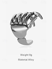 economico Accessori di Halloween-polsino auricolare in argento con mano scheletrica – orecchino a clip a tema Halloween punk gotico per donne e uomini