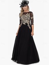 economico Lunghezza del pavimento-Abito A-Line da madre della sposa abito elegante scollo a gioiello lunghezza totale in chiffon manica corta con applicazioni a blocchi di colore 2025 taglia personalizzata gratuita