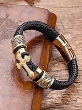 economico Gioielli da uomo-bracciale da uomo con croce con accenti in oro e argento e chiusura magnetica – elegante braccialetto intrecciato per abbigliamento casual e religioso