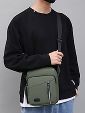 economico Borselli da uomo-borsa a tracolla impermeabile da uomo con più tasche con cerniera – borsa a tracolla da viaggio per esterni resistente in verde oliva