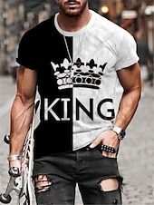 economico T-shirt 3D da Uomo-Per uomo Alfabetico splicing Matrimoniale maglietta Magliette Manica corta maglietta Stampa 3D Girocollo Camicia Vintage Moderno Essenziale Casual Giornaliero Nero / Giallo Nero / Grigio Bianco