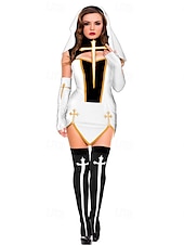 abordables Disfraces de mujer-Monja Vestidos Ropa de Fiesta Disfraces carrera Adulto Mujer Disfraz Sexy Fiesta Carnaval Disfraz de carnaval fácil