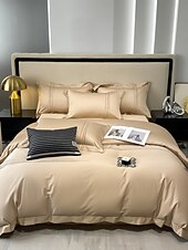 economico Collezione d&#039;elite-Set copripiumino da 4 pezzi, 100% cotone biologico, tessuto morbido e traspirante, include copripiumino e federe per un sonno confortevole.