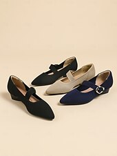 levne Block Heels-dámské pletené boty mary jane s páskem na přezku – pohodlné a elegantní lodičky na nízkém podpatku pro běžné nošení i do kanceláře