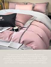 baratos Coleção de elite-Conjunto de cama com capa de edredom de 4 peças, 100% algodão orgânico, tecido macio e respirável, inclui capa de edredom e fronhas para um sono confortável