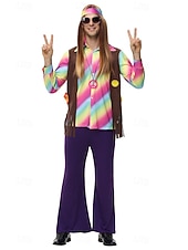 cheap Outfits-Carnival Costume Ethnic Hippies Cosplay Costume Fancy Costume 1970s Disco Adults' Men's Halloween Carnival Masquerade Party Easy Halloween Costumes Dress Up