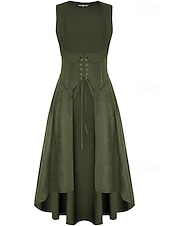 cheap Dresses-Medieval Renaissance Cocktail Dress Cosplay Costume Prom Dresses Viking Outlander Fancy Dress Women's Celtic Pirate Fantasy Masquerade LARP Ren Faire Festival Adults' Dress