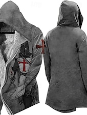 cheap Men&#039;s Print Fleece Jackets-Men&#039;s Winter Coat Fleece Jacket Jacket Daily Wear Vacation Fleece Lining With Pockets Print Front Pocket Fall &amp; Winter Soldier Sport Casual Hoodie Regular Blue Purple Green khaki Light Grey Jacket