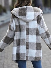 cheap Jackets-Women&#039;s Coat Trench Coat Daily Wear Vacation Fall Winter Regular Coat Regular Fit Warm Breathable Casual Street Style Jacket Long Sleeve Color Block Fur Collar Grey