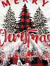 economico Magliette di Natale-tunica natalizia da donna manica 3/4 stampa albero di natale casual elasticizzata rosso bianco fiocco di neve girocollo abbigliamento invernale festivo