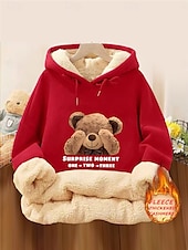 baratos Moletons e moletons-moletom feminino com capuz, moletom com capuz, animal, letra, rua, diário, bolso, estampa, casual, confortável, moletom com capuz, manga comprida, microelástico, outono, inverno, outono&amp;amp;tecido
