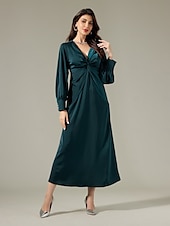 levne Party šaty-saténové tmavě zelené twist elegantní módní maxi společenské šaty