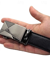 abordables Cinturones de hombre-Cinturón de hebilla automática negra para hombre, cinturón informal
