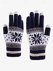 Недорогие Женские перчатки-зимние вязаные перчатки с рисунком «Рождественская снежинка» — теплые и уютные красные праздничные перчатки для женщин и мужчин — идеально подходят для холодной погоды и праздничных нарядов