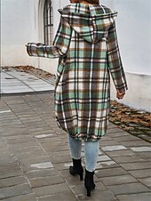 abordables Manteaux Trench-Veste à capuche Femme Extérieur Plein Air Usage quotidien mode Décontractées Avec poches Full Zip Imprimer Longue Manteau Rouge Marron Vert Automne Hiver fermeture Éclair Sweat à capuche Standard S M