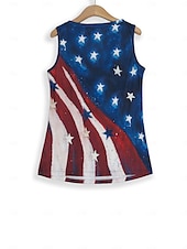 levne Grafický obchod Tank tops &amp; Camis-Top ke Dni nezávislosti pro ženy tílko Hawaiian potisk bez rukávů běžné topy výstřih do V námořnická modrá léto